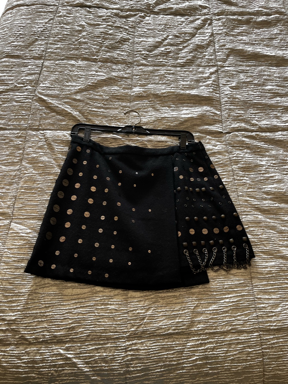 Nanette Lepore Vintage Black Mini Skirt with Studs and Chain Fringe